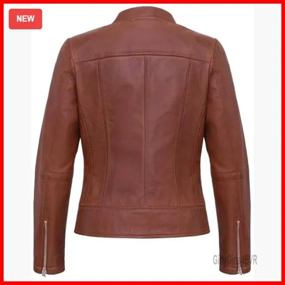 Lambskin Leather Jacket Women's Motorcycle Style Regular Fit